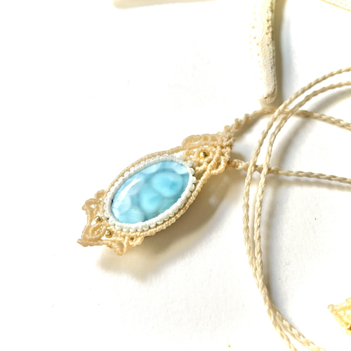 優しいラリマーの天然石マクラメ編みネックレス♪♪♪ 優しいラリマーの天然石マクラメ編みネックレス♪♪ ネックレス