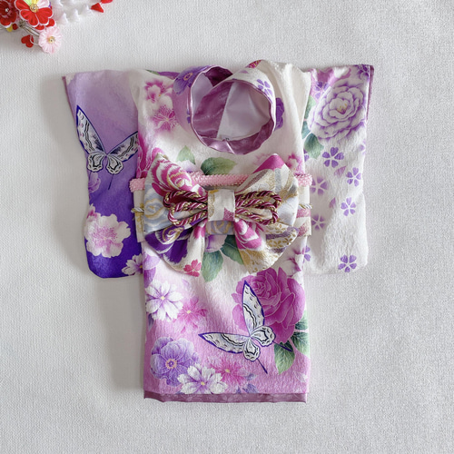 犬の着物✨犬用本格振袖 正絹 晴れ着 M わんこ着物 犬服 ペット服