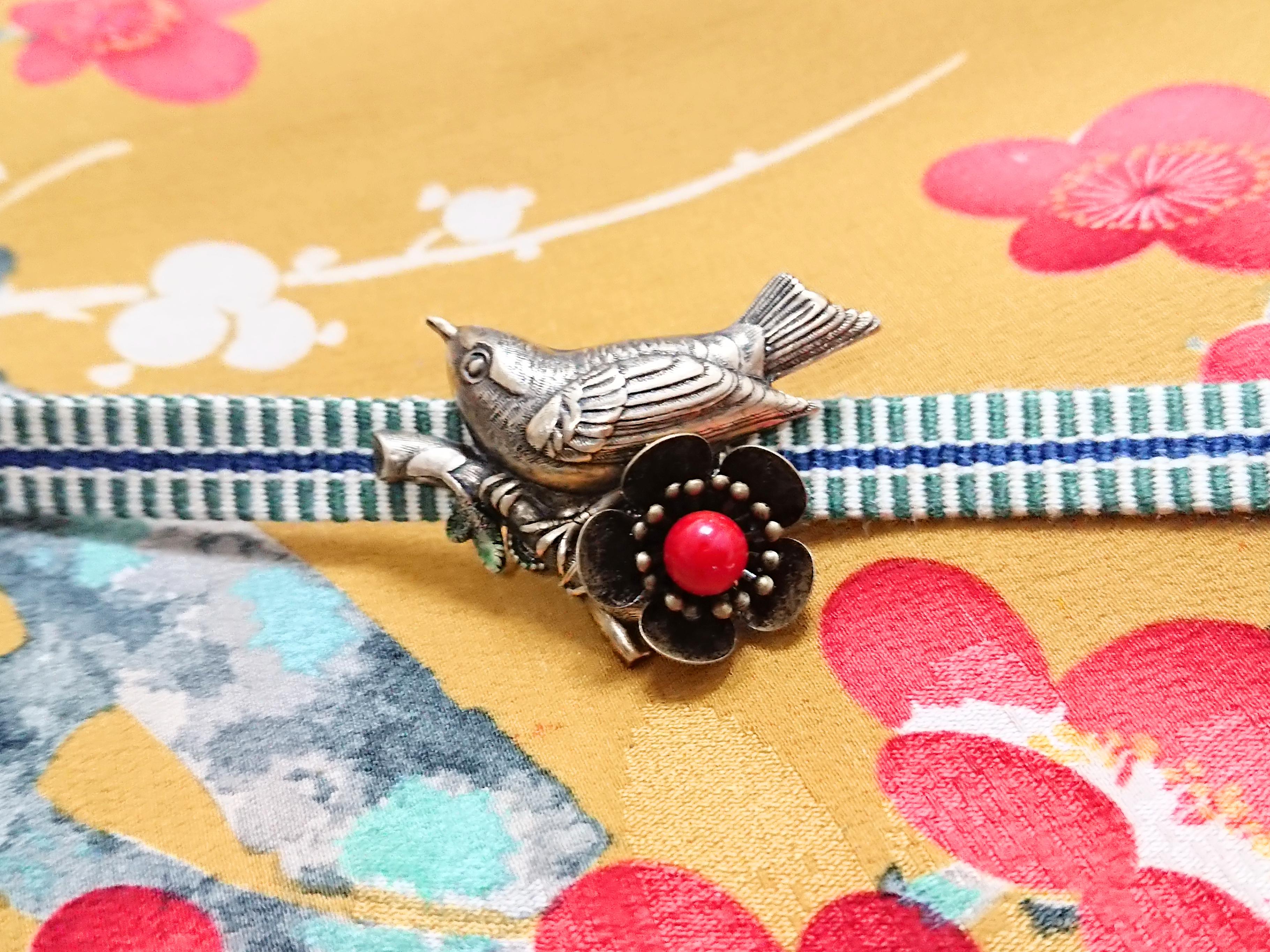 玉 珊瑚 帯留め k18 コーラル 着物 和装 帯飾り アンティーク 高知産赤