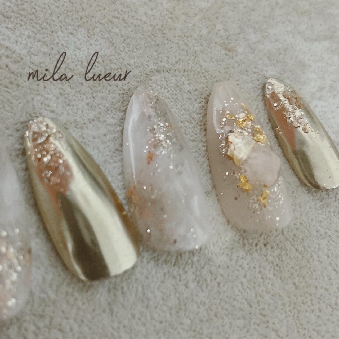 ニュアンスネイル/ベージュネイル/ホワイトネイル/キラキラネイル  