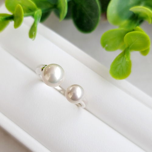 貝パール7mm,5mmオープンデザインリング H-029RH 指輪・リング