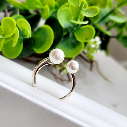 貝パール7mm,5mmオープンデザインリング H-029RH 指輪・リング