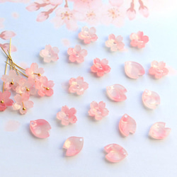 新作★桜のアセテートパーツ　ゴールドピンク 12枚目の画像