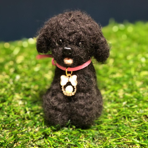 羊毛フェルト 犬 トイプードル ブラック 羊毛フェルト トイプードル ブラック トイプードルドール トイ