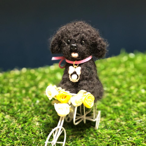 羊毛フェルト 犬 トイプードル ブラック 羊毛フェルト トイプードル ブラック トイプードルドール トイ