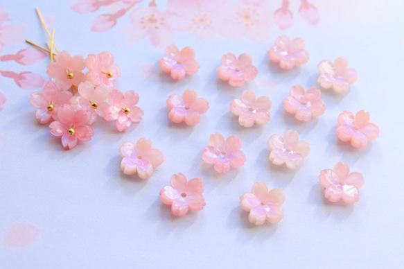 新作★桜のアセテートパーツ　パープルピンク 13枚目の画像