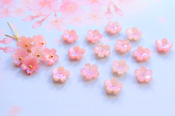 新作★桜のアセテートパーツ　パープルピンク 2枚目の画像