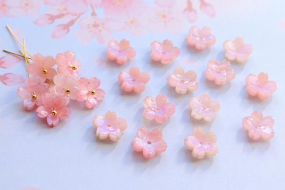 新作★桜のアセテートパーツ　パープルピンク 4枚目の画像