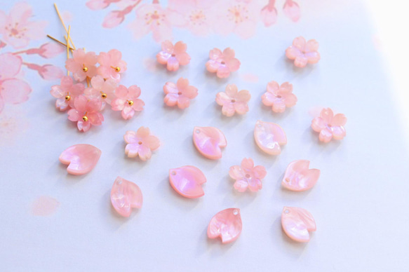 新作★桜のアセテートパーツ　パープルピンク 17枚目の画像