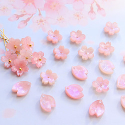 新作★桜のアセテートパーツ　パープルピンク 16枚目の画像