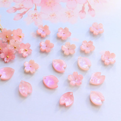 新作★桜のアセテートパーツ　パープルピンク 18枚目の画像