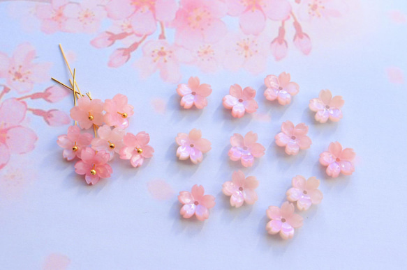 新作★桜のアセテートパーツ　パープルピンク 5枚目の画像