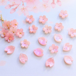 新作★桜のアセテートパーツ　パープルピンク 15枚目の画像