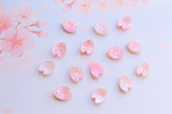 新作★桜の花びらアセテートパーツ　パープルピンク 13枚目の画像