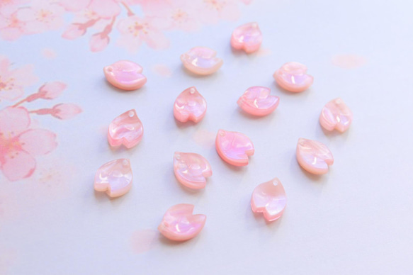 新作★桜の花びらアセテートパーツ　パープルピンク 3枚目の画像