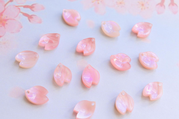 新作★桜の花びらアセテートパーツ　パープルピンク 2枚目の画像