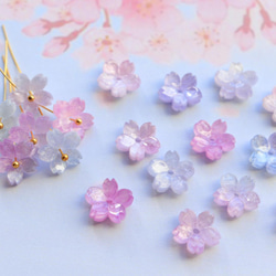 新作★桜のアセテートパーツ　ブルー、ピンク、パープルグラデーション 4枚目の画像