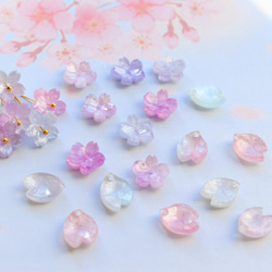 新作★桜のアセテートパーツ　ブルー、ピンク、パープルグラデーション 19枚目の画像