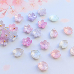 新作★桜のアセテートパーツ　ブルー、ピンク、パープルグラデーション 18枚目の画像