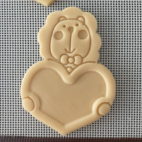 【入園・入学】ハートのライオンくん（大）　クッキー型（スタンプ付き） 2枚目の画像