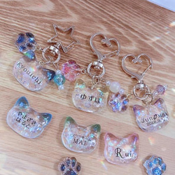 名前入り、名入れ、お名前キーホルダー♡ネコちゃんレジン