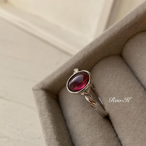 ✨silver925大人のシンプルリング〜ロードライトガーネット 指輪