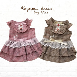 【Graceワンピースドレス❁*.チェックVer.】Koguma-dress・犬服 1枚目の画像