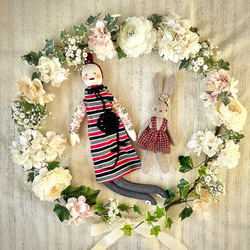 【ニューボーンフォト】写真撮影用フラワーリース ラウンドリース⑨antique whiteニューボーンフォトレンタルset