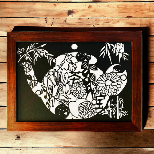八宝茶』花の切り絵シリーズ 切り絵 Fancy Kirie ファンシー切り