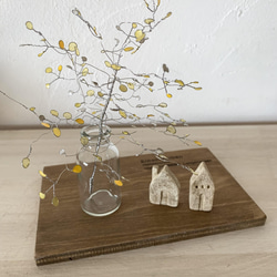 ワイヤークラフト　木の枝　✳︎春イエローver✳︎ &陶土の小さなおうち（ベージュ） 2枚目の画像