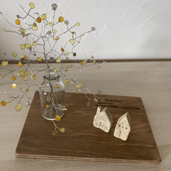 ワイヤークラフト　木の枝　✳︎春イエローver✳︎ &陶土の小さなおうち（ベージュ） 1枚目の画像