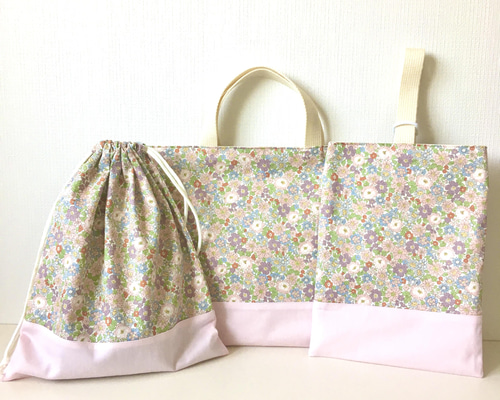 即納可能】入園入学グッズ3点セット 小花柄×ピンク レッスン