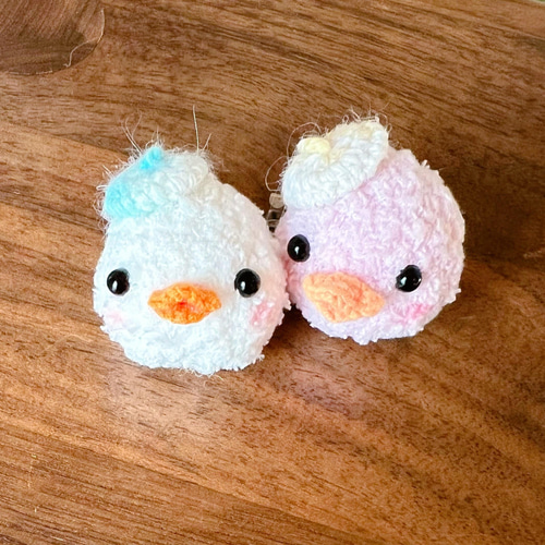 編みアヒル/ひよこ/ひな ヘアゴム 子供 ヘアアクセサリー ブローチ