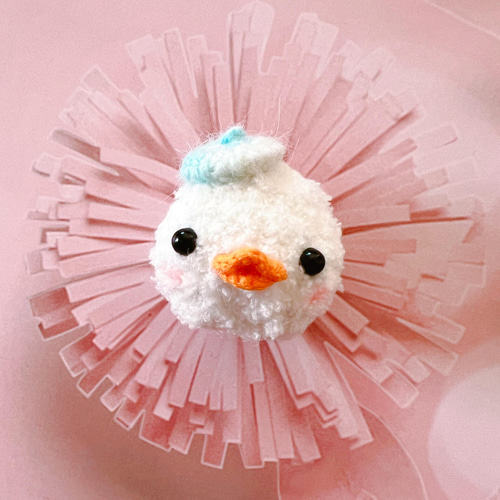 編みアヒル/ひよこ/ひな ヘアゴム 子供 ヘアアクセサリー ブローチ