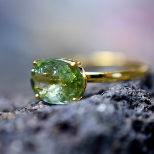 美品 agete K10 トルマリンリング 11号 グリーン 11号 agete 2020年限定 ウインターコレクション トルマリン