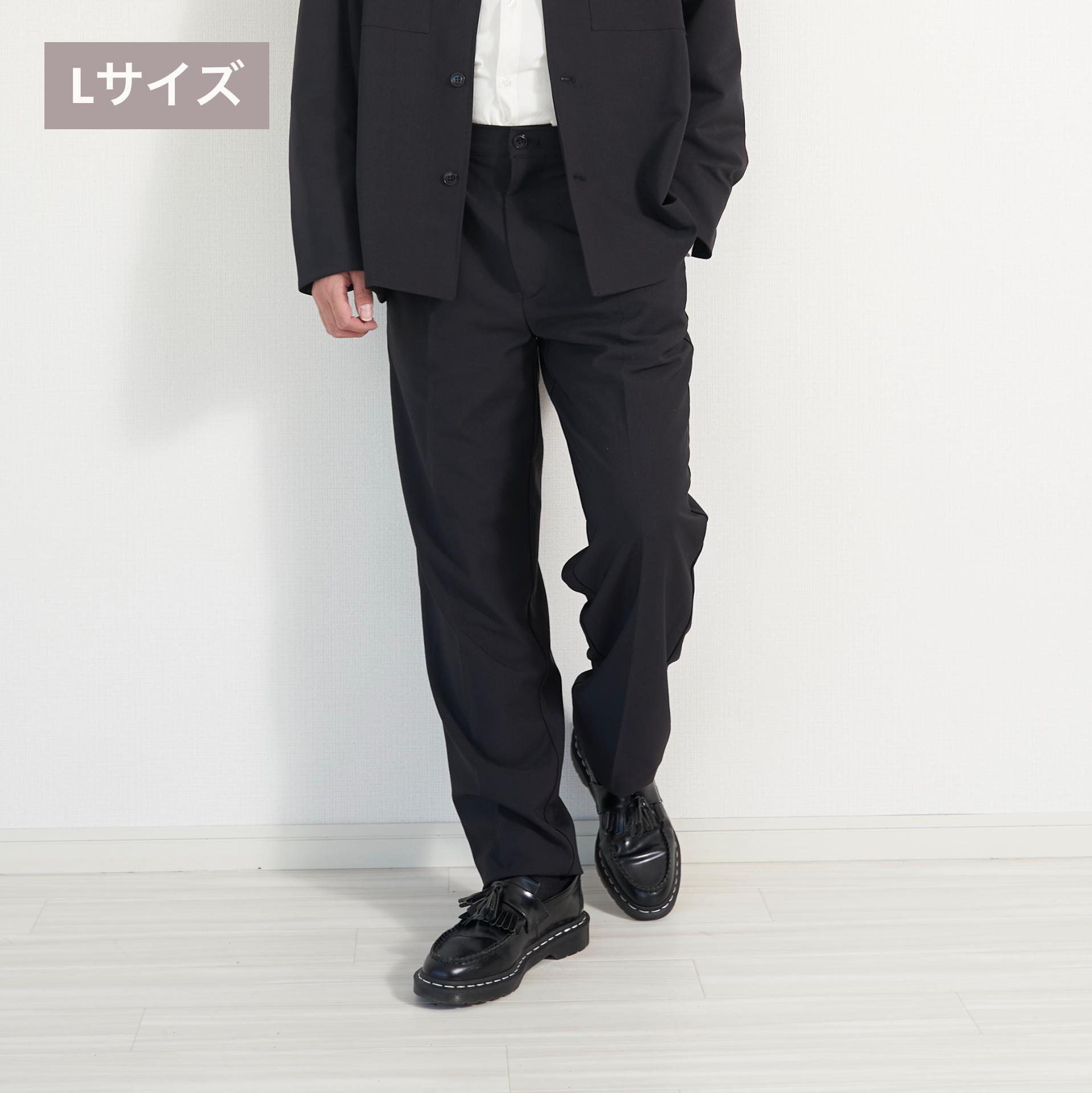 ﾓﾘﾉｶﾞｯｺｳ【メンズLサイズパンツ単品】タックパンツ (ブラック)｜WE-01T-01-P001-BLACK-L