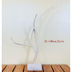 流木インテリア 白い枝の芸術的な曲線が美しい流木スタンド 置くだけで存在感ある置物 北欧 盆栽 木材 癒し 自然 3枚目の画像