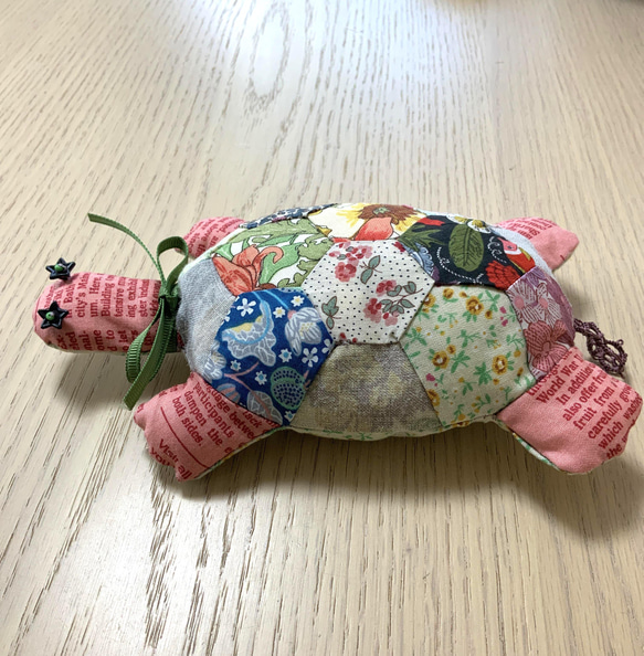 かめ オブジュ ピンクッション 針山　ピンク 5枚目の画像