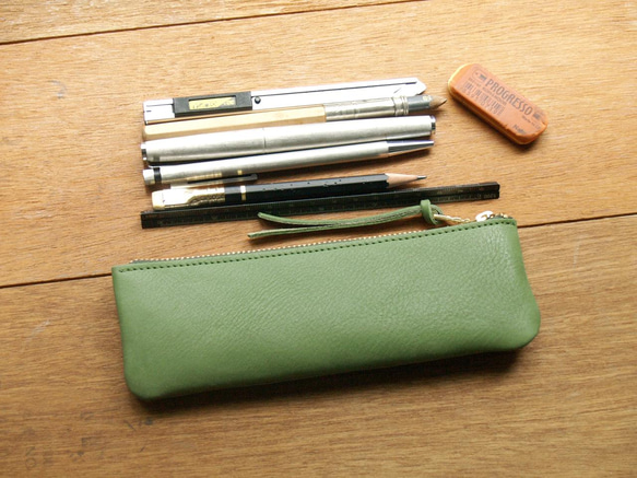 Leather Pen Case - Grass Green 7枚目の画像