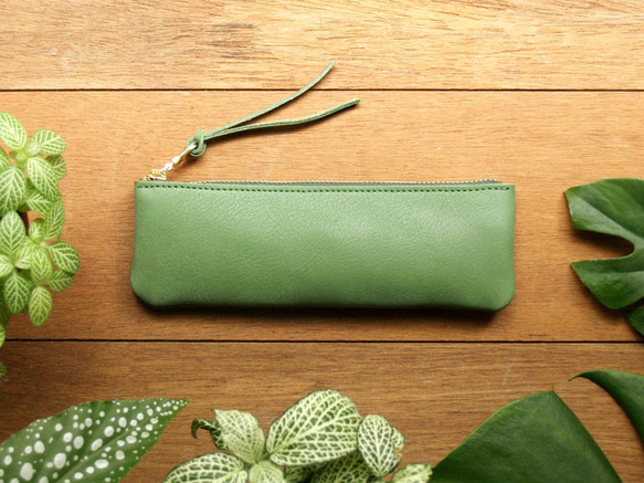 Leather Pen Case - Grass Green 5枚目の画像