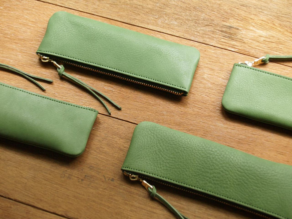 Leather Pen Case - Grass Green 6枚目の画像