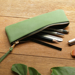 Leather Pen Case - Grass Green 2枚目の画像