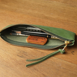 Leather Pen Case - Grass Green 4枚目の画像