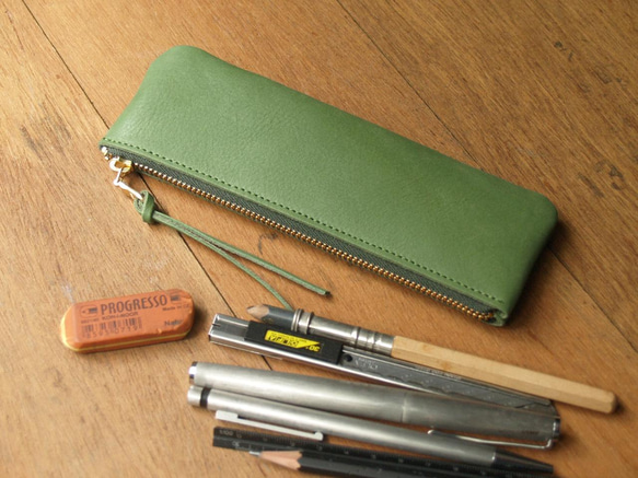 Leather Pen Case - Grass Green 9枚目の画像