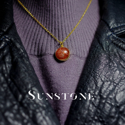 New『SunStone』の世界でひとつの天然石ネックレスsilver925 + 22kgf 3枚目の画像