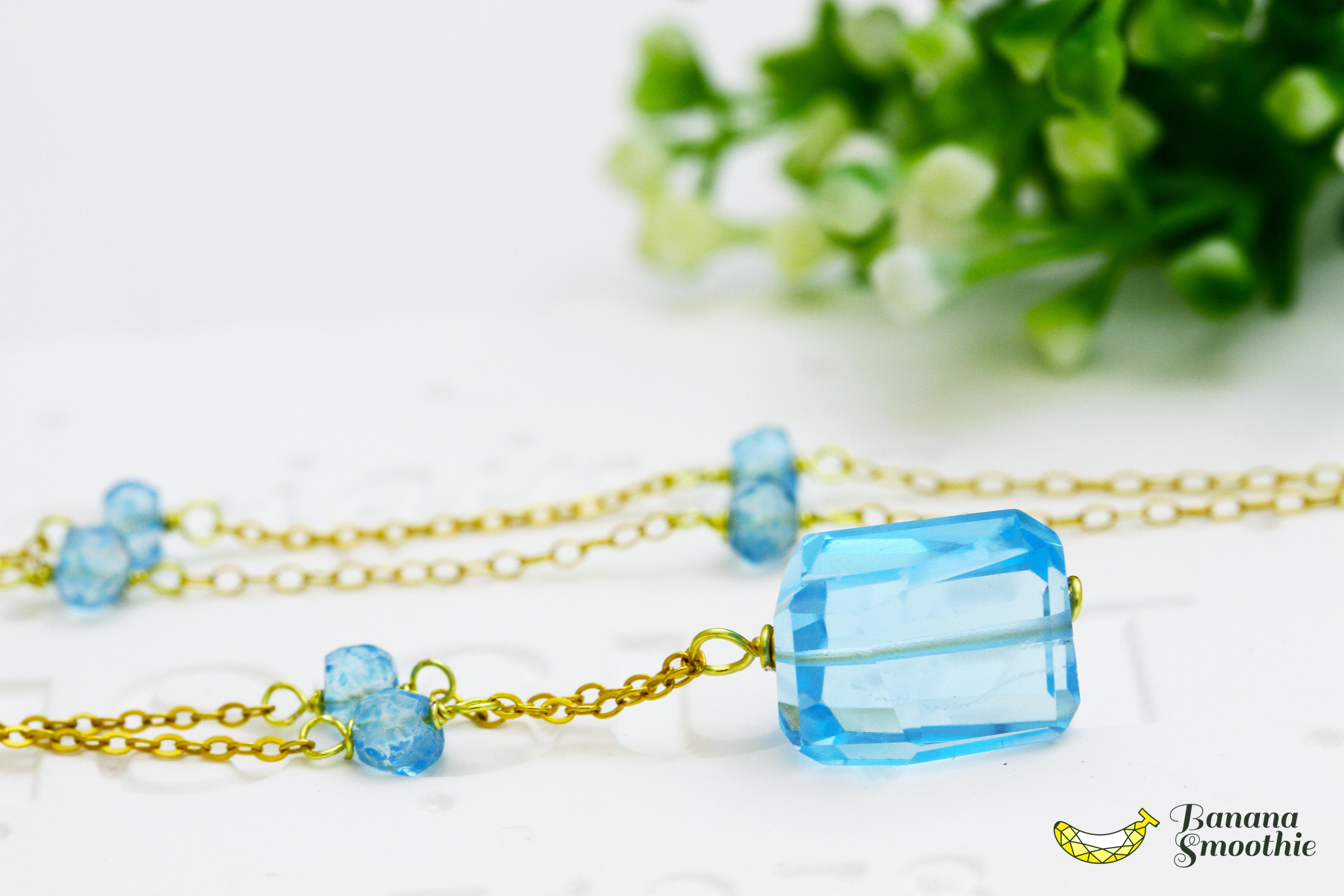 胸元にキラリ印象的なブルーが魅力 ブルートパーズ 14kgf ネックレス 11月誕生石