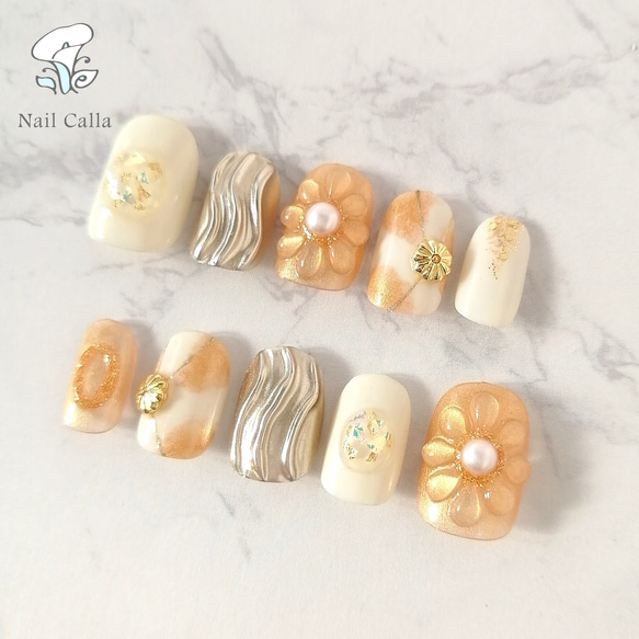 ネイルチップ 成人式ネイル ニュアンスネイル ゴールド ネイルチップ  