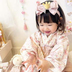 ファミリア風チェックリボンヘアバンド ヘアクリップ ベビー服