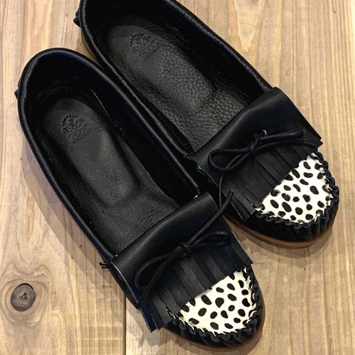 DOLOMITE vibram 黒 レザー モカシン シューズ