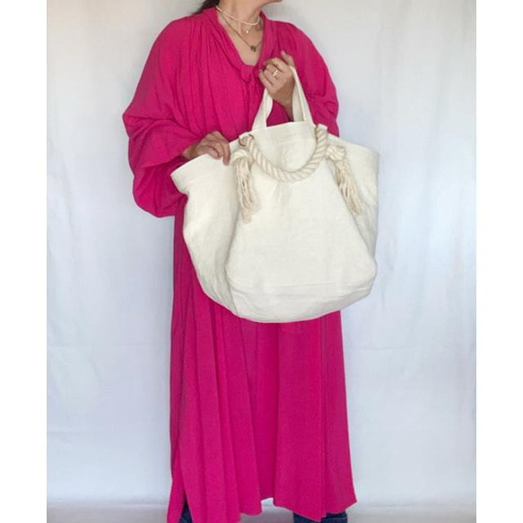 canvas linen 2way big tote bag (off white) 19枚目の画像